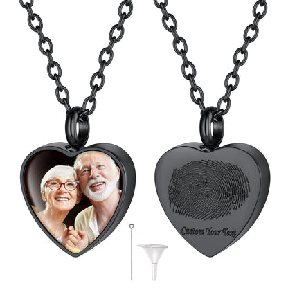 Custom Heart Urn Picture Pendant Necklaces for Ashes