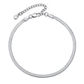 Stainless Steel Flat Snake Chain Anklet Bracelet for