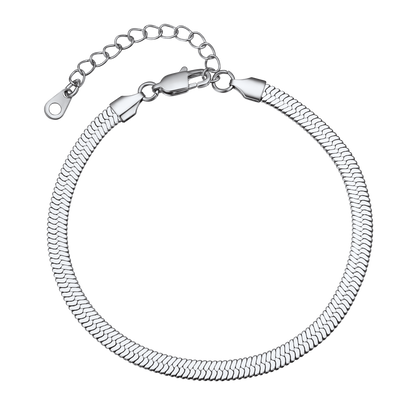 Stainless Steel Flat Snake Chain Anklet Bracelet for