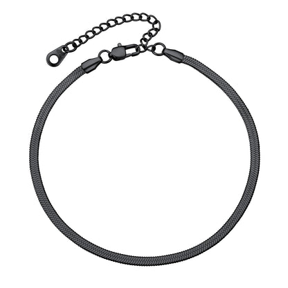 Stainless Steel Flat Snake Chain Anklet Bracelet for