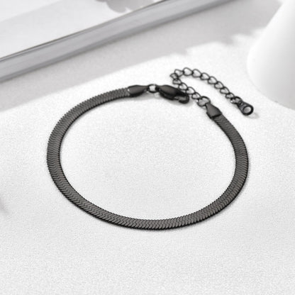 Stainless Steel Flat Snake Chain Anklet Bracelet for