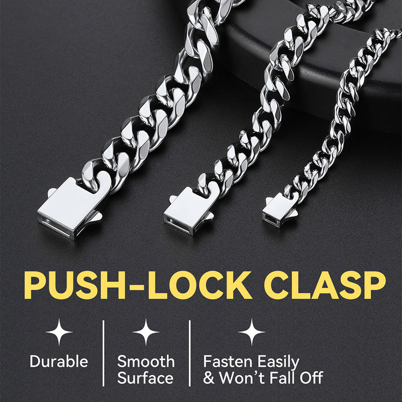Hip Hop Cuban Chain Necklace for Huasband Boyfriends Gift 6/9/12mm Width
