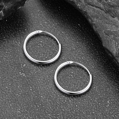 Classic Sterling Silver Piercing Hollow Hoop Earrings for