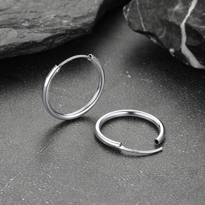 Classic Sterling Silver Piercing Hollow Hoop Earrings for