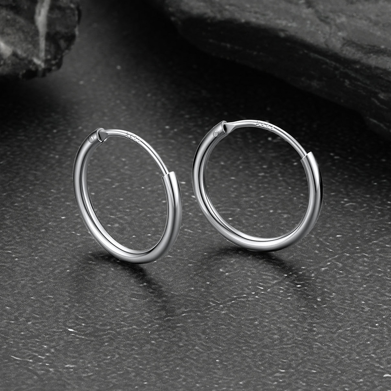 Classic Sterling Silver Piercing Hollow Hoop Earrings for