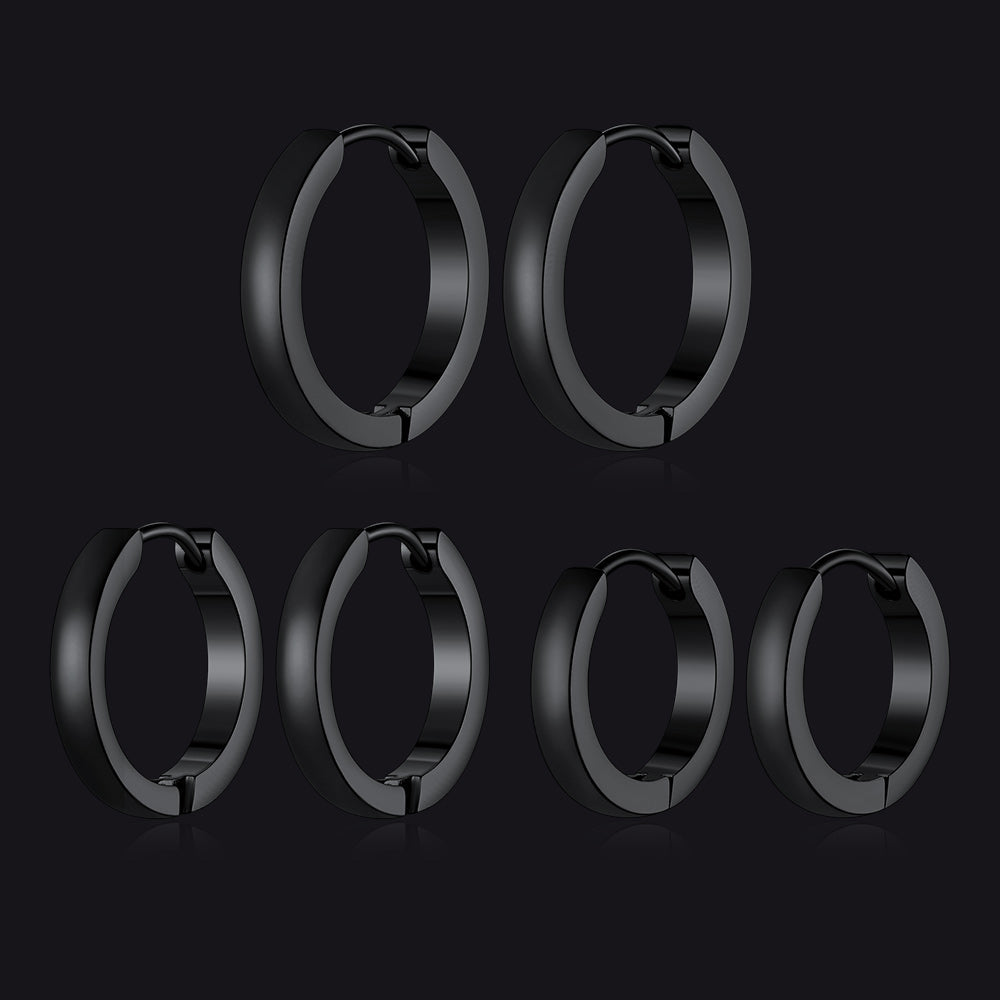 Classic Stainless Steel Huggie Hoop Earrings Set for 3 Piece
