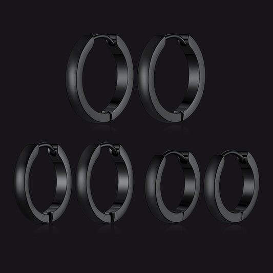 Classic Stainless Steel Huggie Hoop Earrings Set for 3 Piece