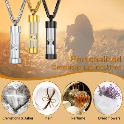 Hourglass Urn Necklace for Ashes Cremation Keepsakes for