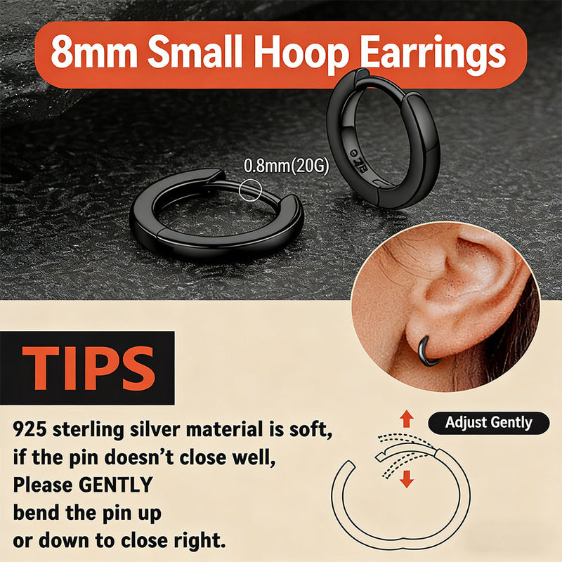 Classic Sterling Silver Huggie Hoop Earrings for