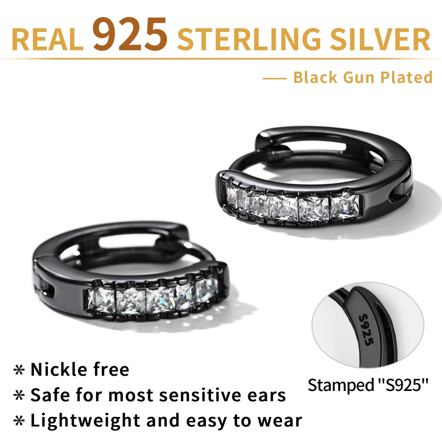 Hypoallergenic Cz Huggie Hoop Earrings for