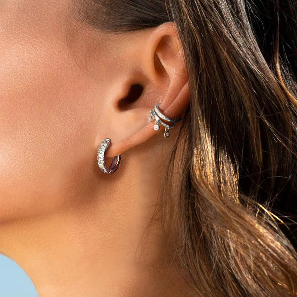 Hypoallergenic Cz Huggie Hoop Earrings for