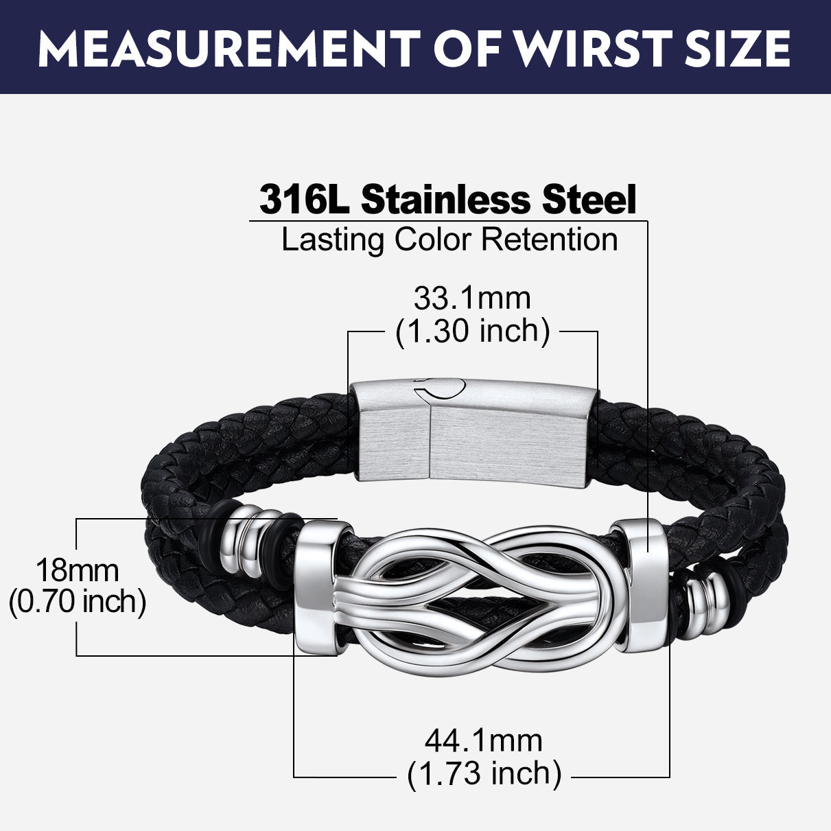 Customized Infinity Love Knot Leather Bracelet for