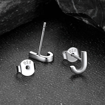 Sterling Silver Tiny Initial Letter Earrings Alphabet Studs for