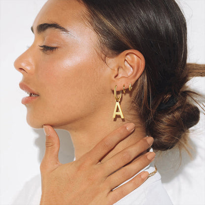 Hypoallergenic Initial Letter Dangle Earrings for