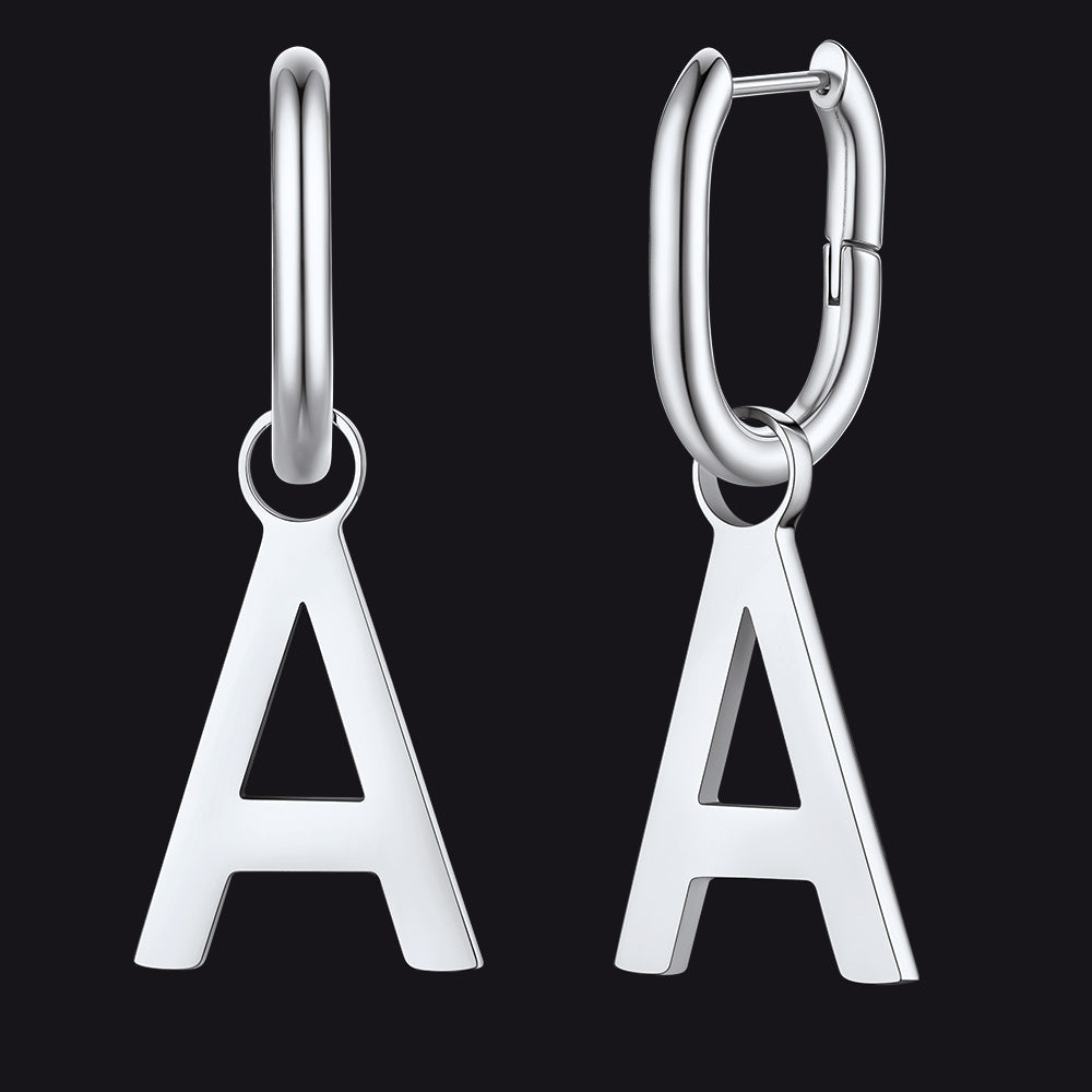 Hypoallergenic Initial Letter Dangle Earrings for