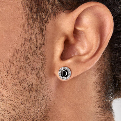 Personalized Black Initial Letter Stud Earrings for