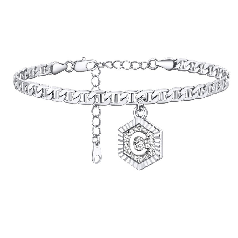 Initials A-z Chain Link Ankle Bracelet Gift for