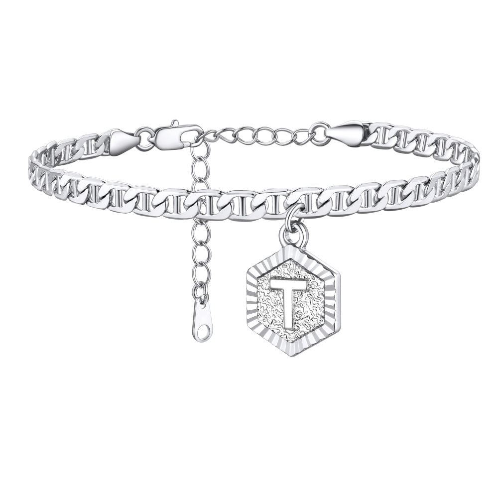 Initials A-z Chain Link Ankle Bracelet Gift for