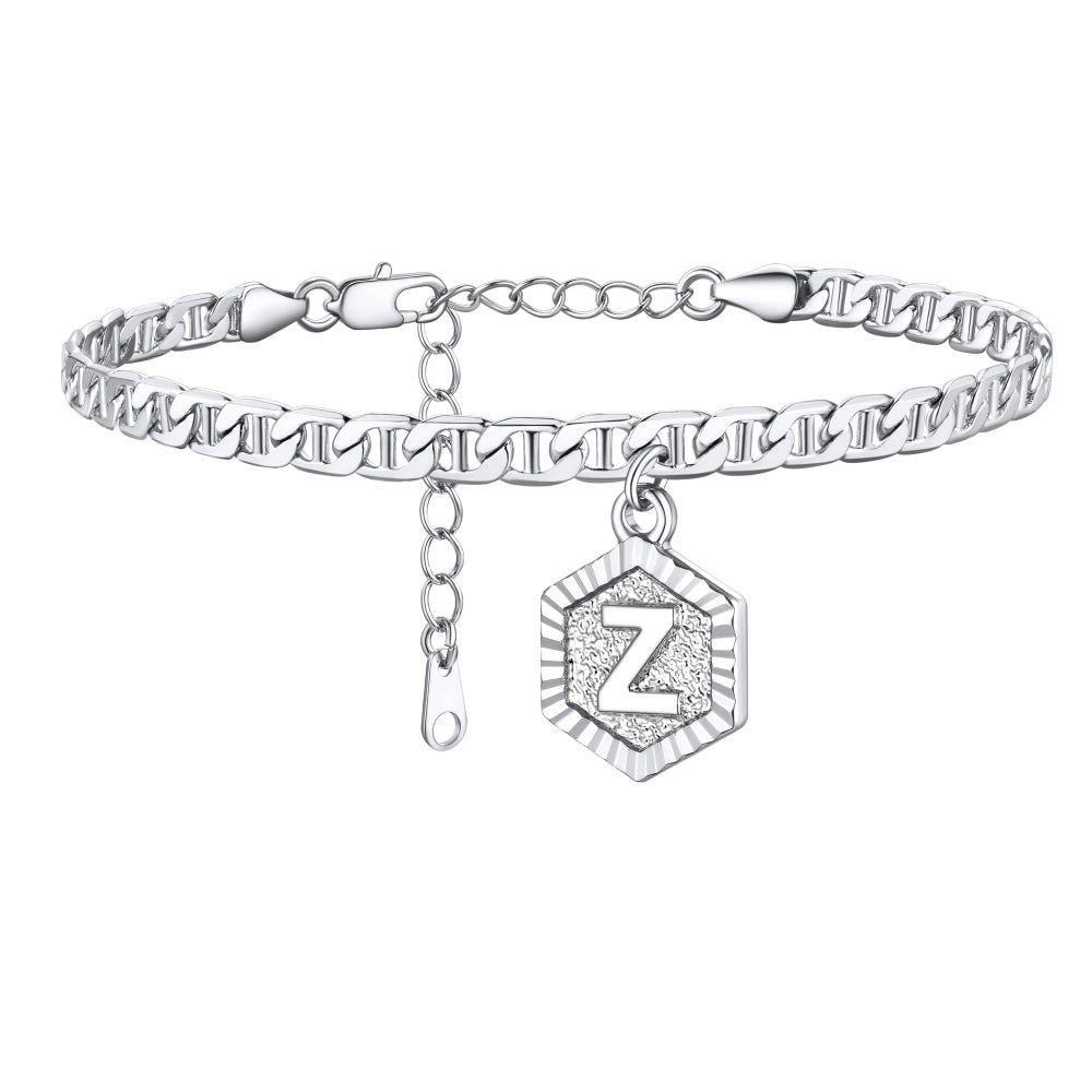 Initials A-z Chain Link Ankle Bracelet Gift for