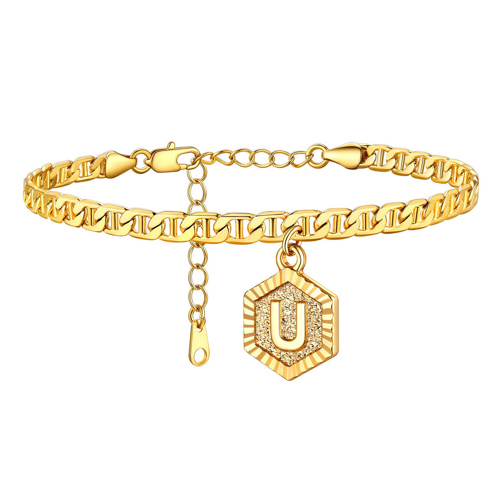 Initials A-z Chain Link Ankle Bracelet Gift for