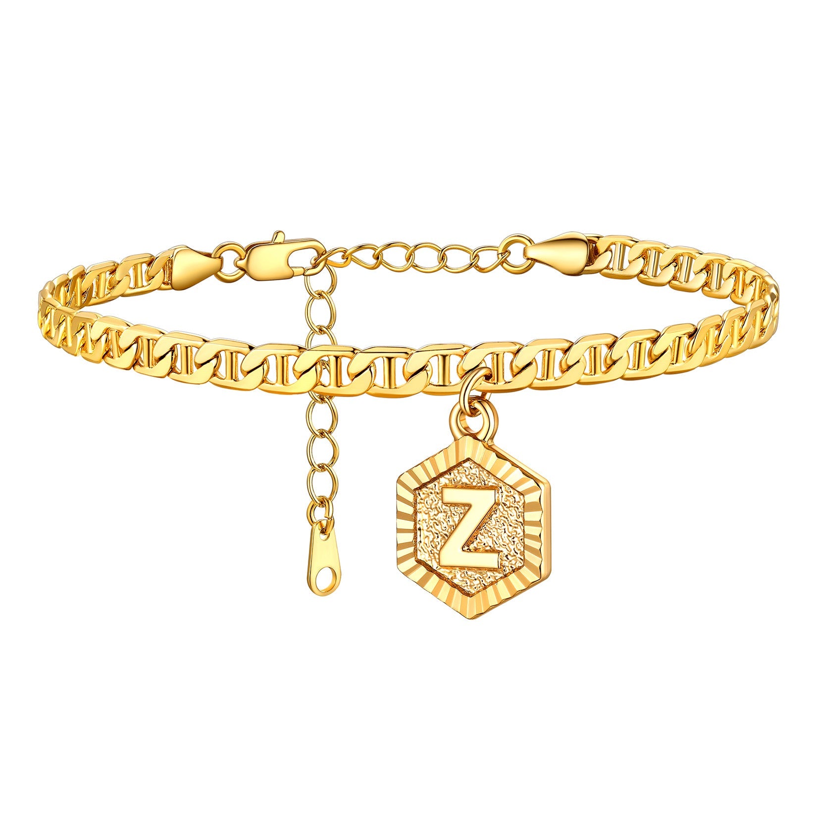 Initials A-z Chain Link Ankle Bracelet Gift for