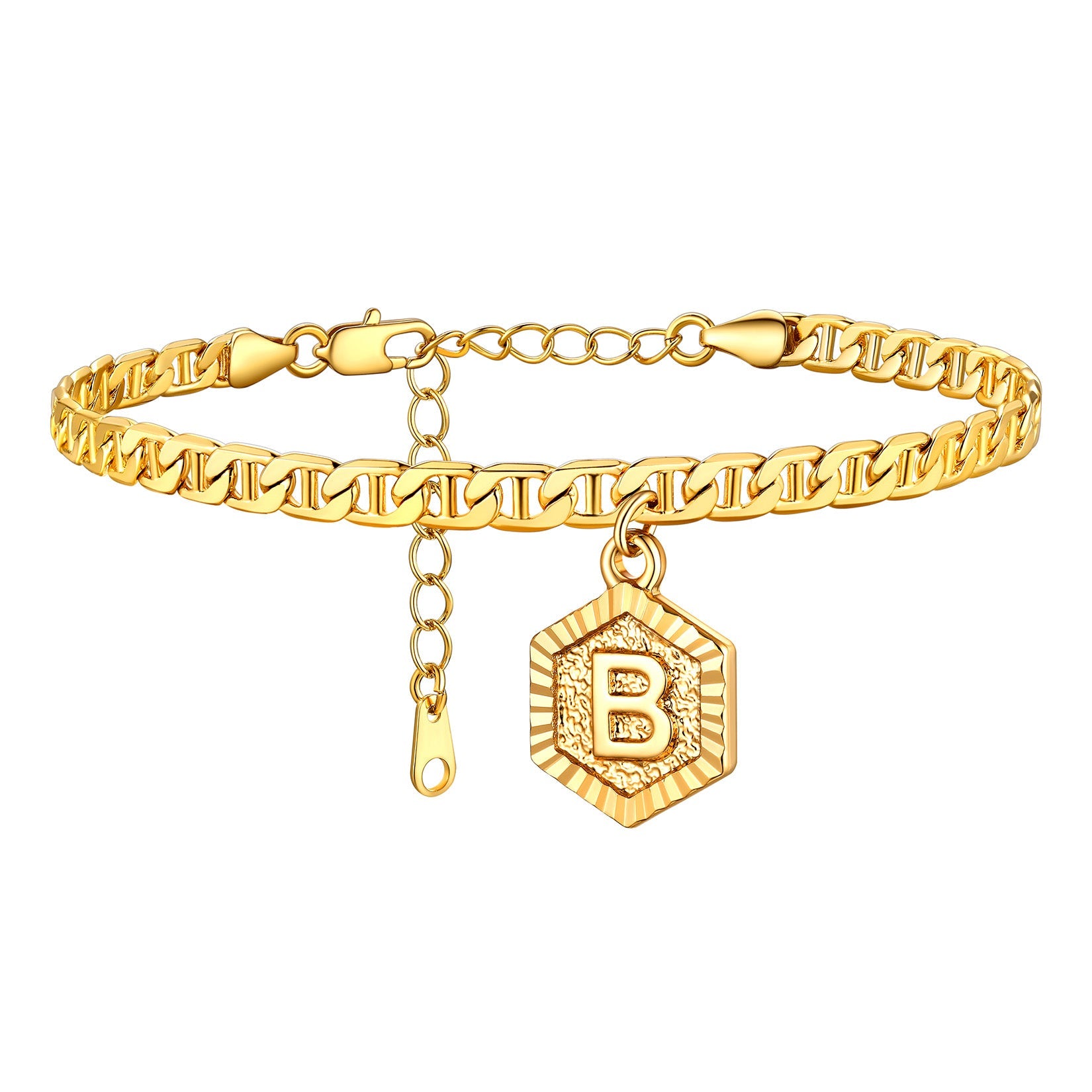 Initials A-z Chain Link Ankle Bracelet Gift for