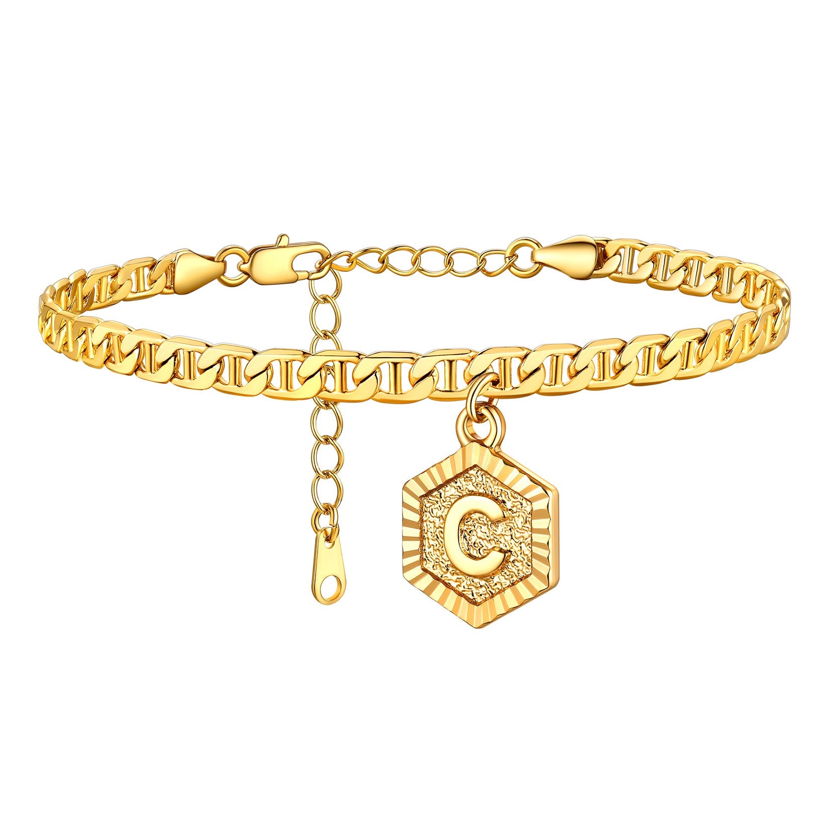 Initials A-z Chain Link Ankle Bracelet Gift for