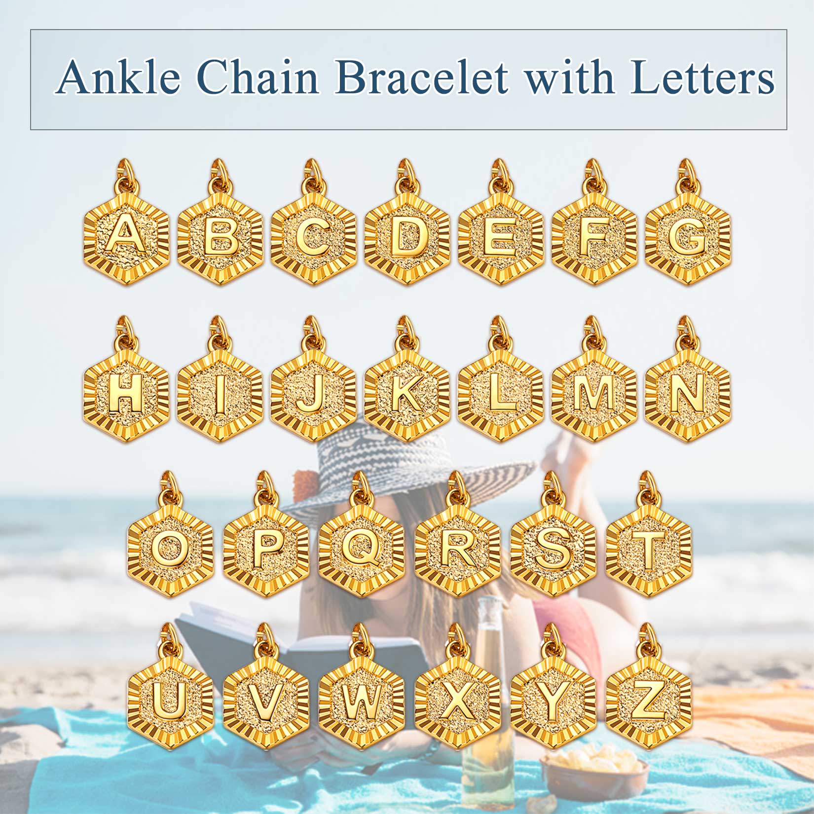 Initials A-z Chain Link Ankle Bracelet Gift for