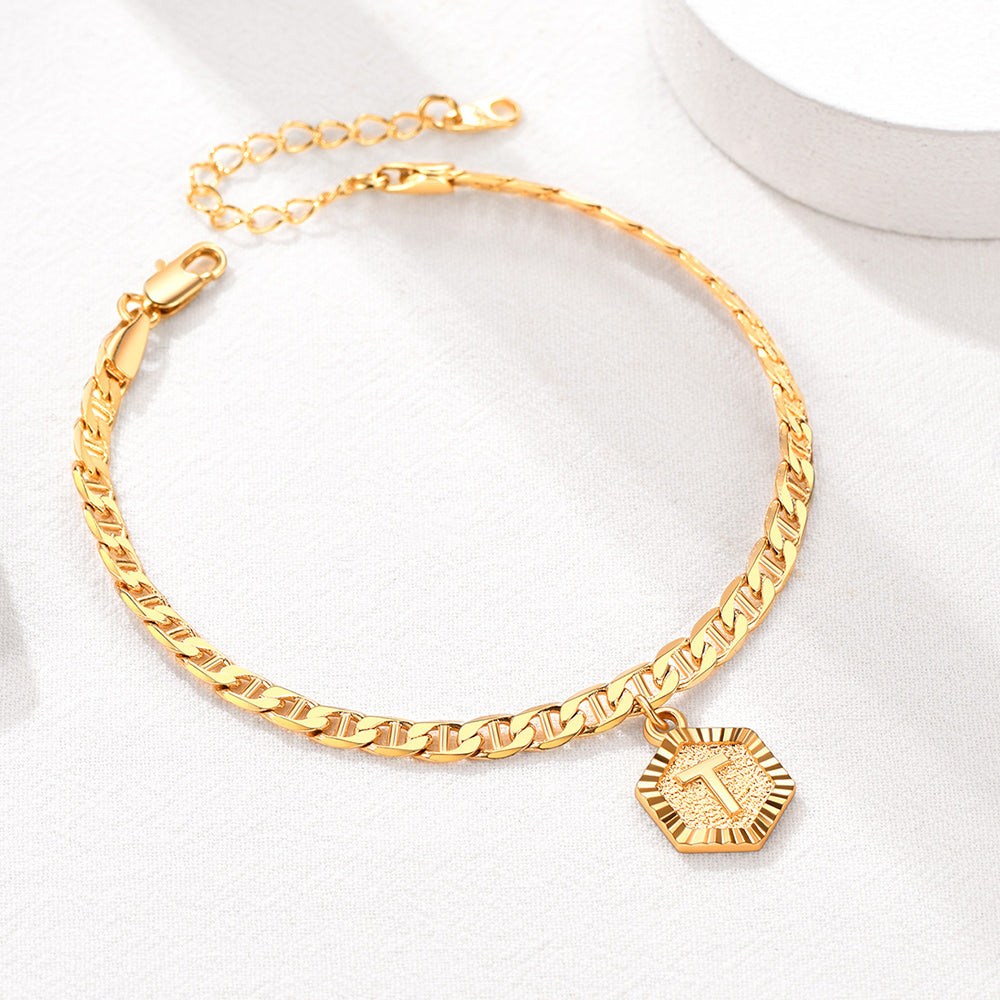 Initials A-z Chain Link Ankle Bracelet Gift for