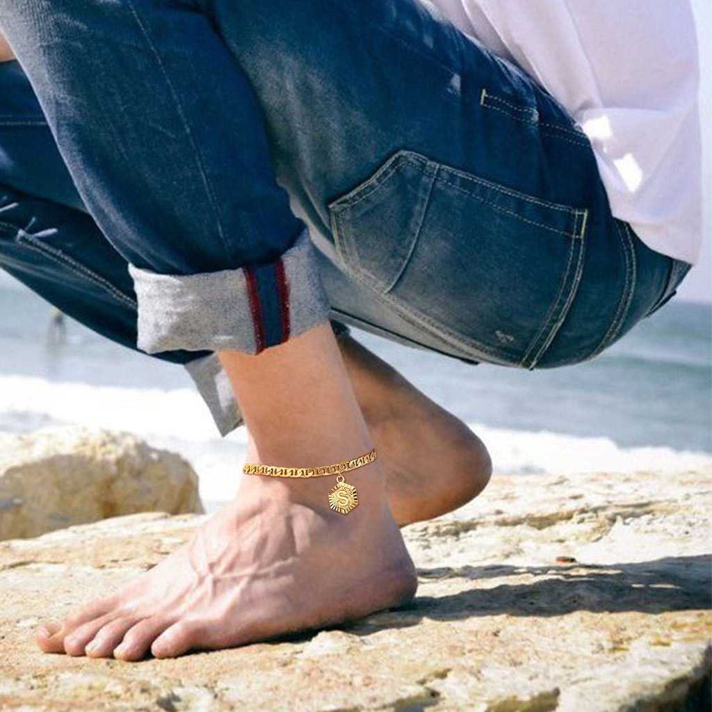 Initials A-z Chain Link Ankle Bracelet Gift for