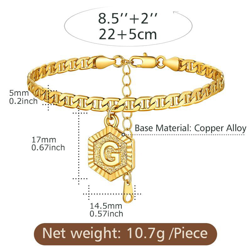 Initials A-z Chain Link Ankle Bracelet Gift for
