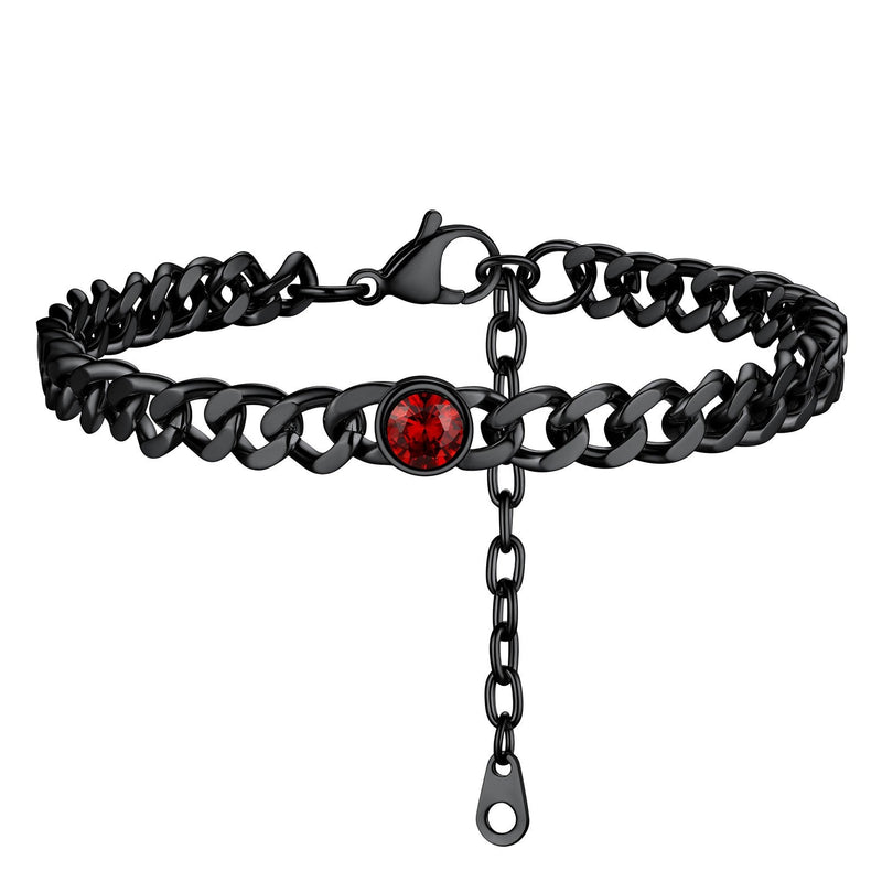 Personalized Birthstone Cuban Link Anklet for
