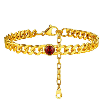 Personalized Birthstone Cuban Link Anklet for