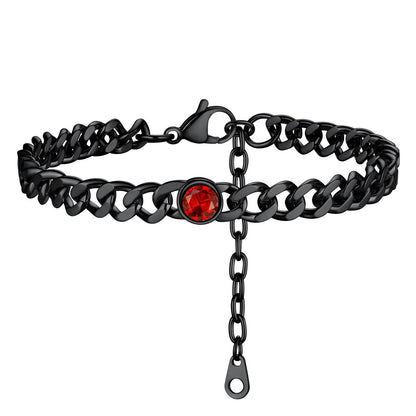 Personalized Birthstone Cuban Link Anklet for