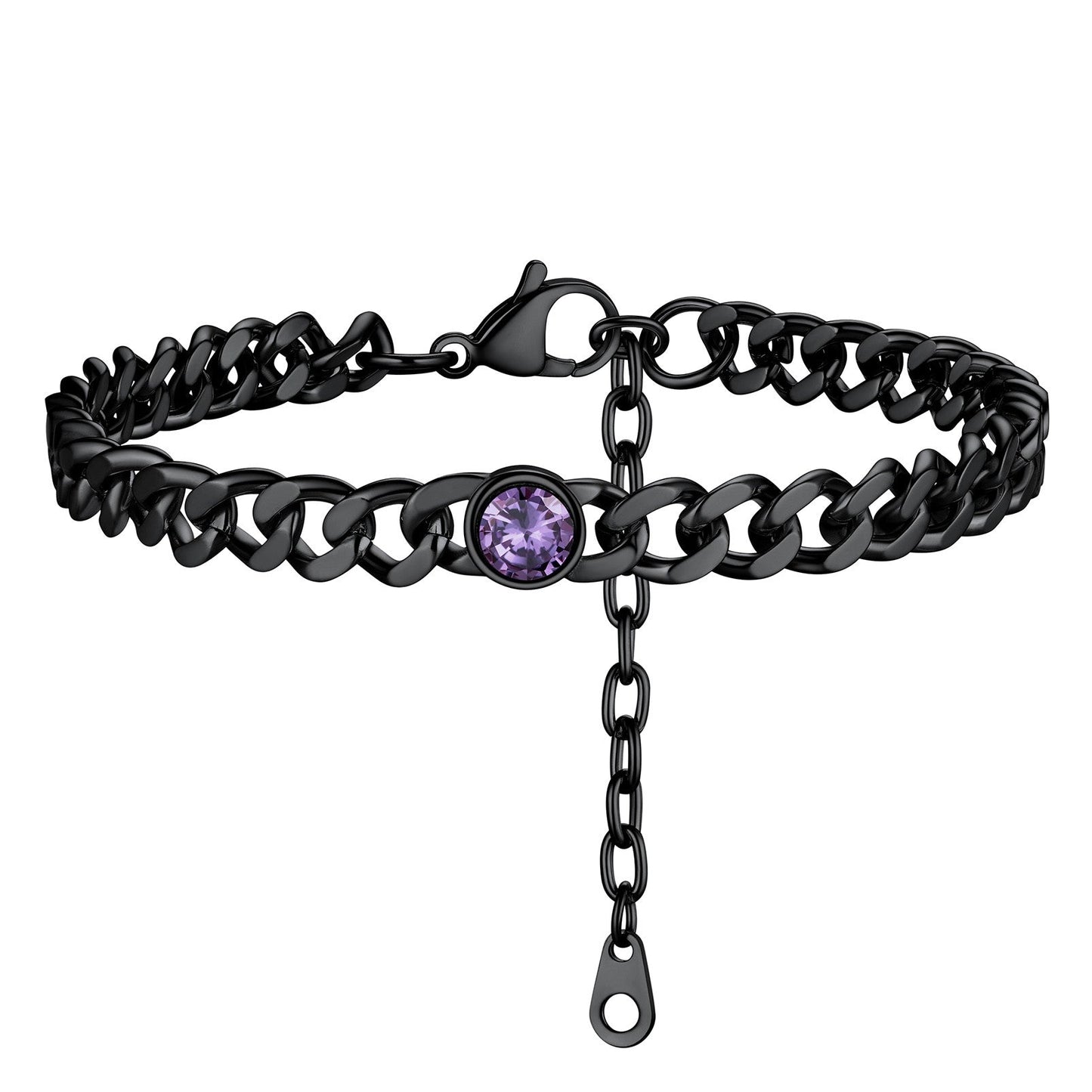 Personalized Birthstone Cuban Link Anklet for