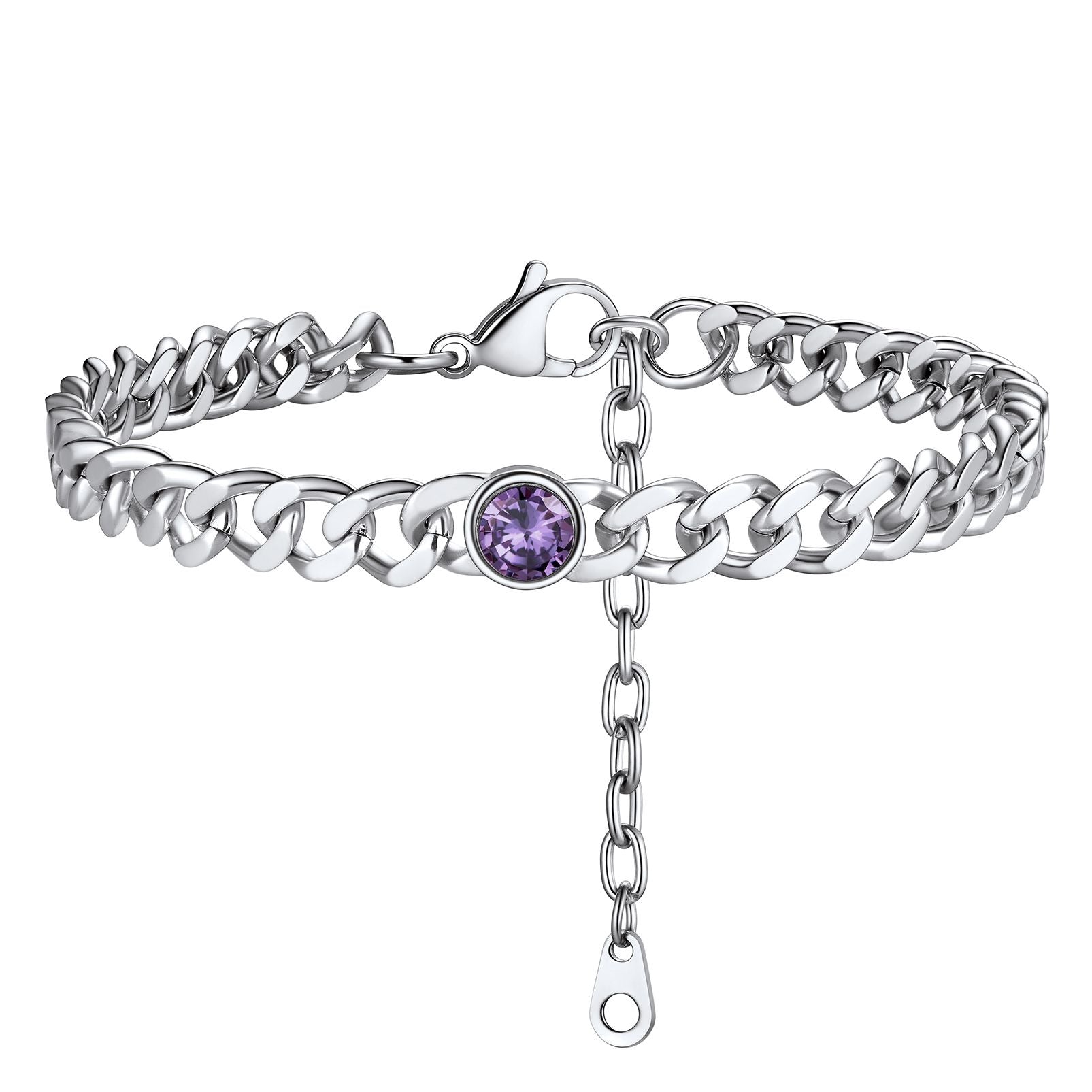 Personalized Birthstone Cuban Link Anklet for