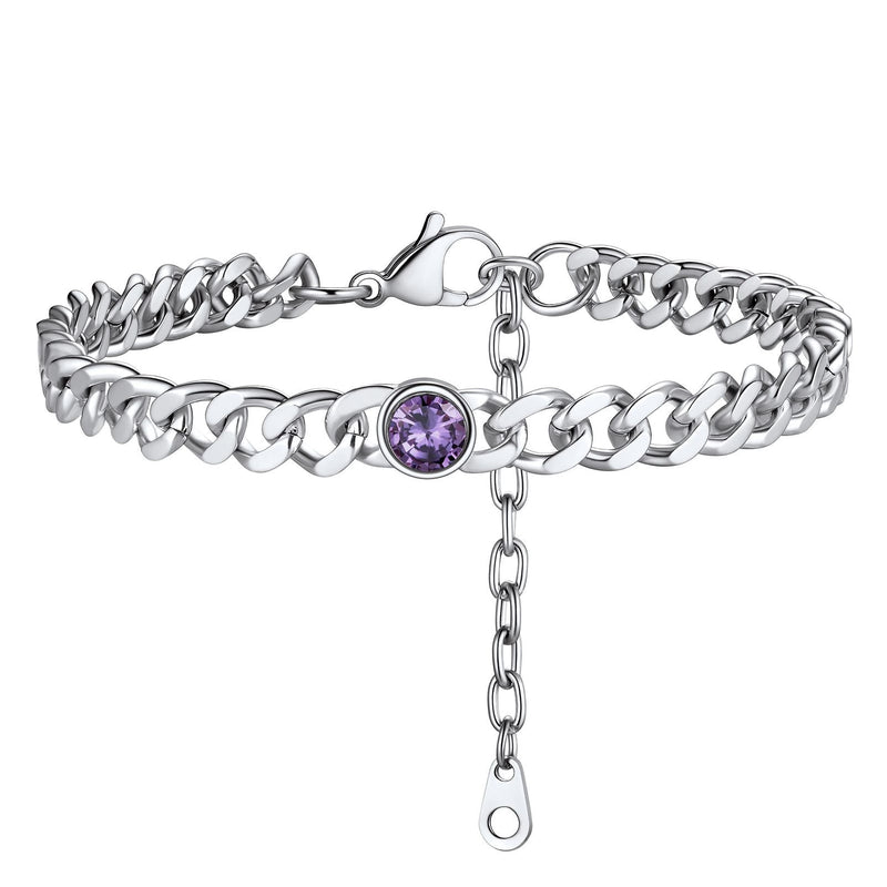 Personalized Birthstone Cuban Link Anklet for