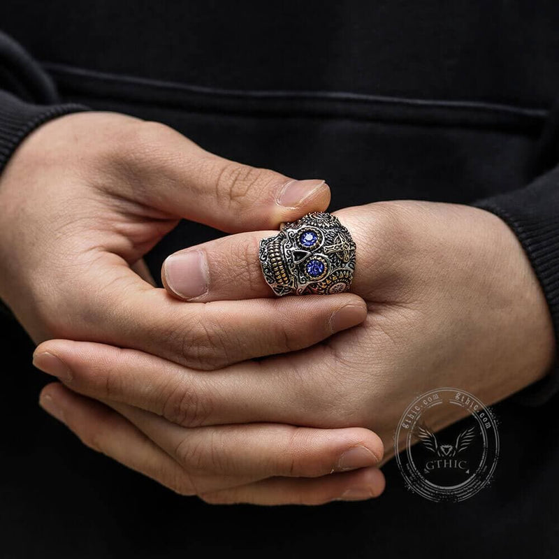 Kapala Stainless Steel Sugar Skull Ring