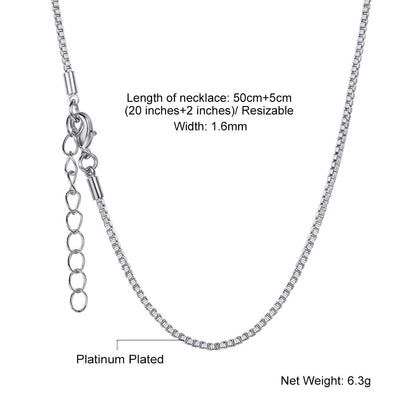 1.5mm Width Minimalist Box Chain Link Necklace for