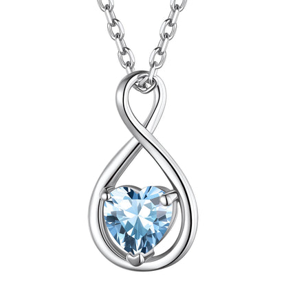 925 Sterling Silver Birthstone Infinity Necklace for