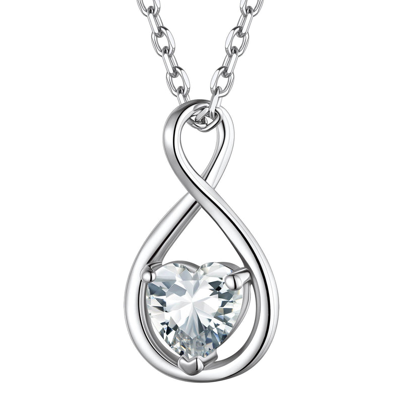 925 Sterling Silver Birthstone Infinity Necklace for