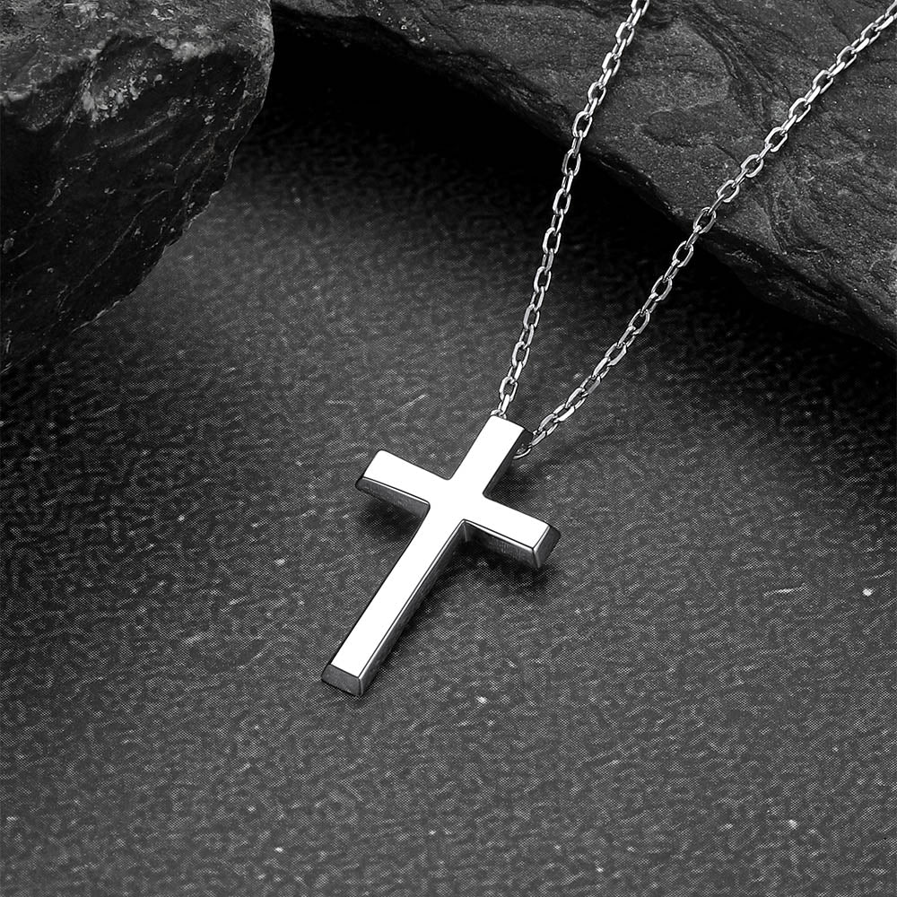 Sterling Silver Minimalist Cross Necklace Christian Faith Pendant for