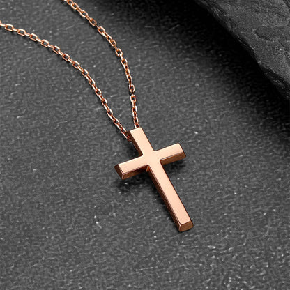 Sterling Silver Minimalist Cross Necklace Christian Faith Pendant for