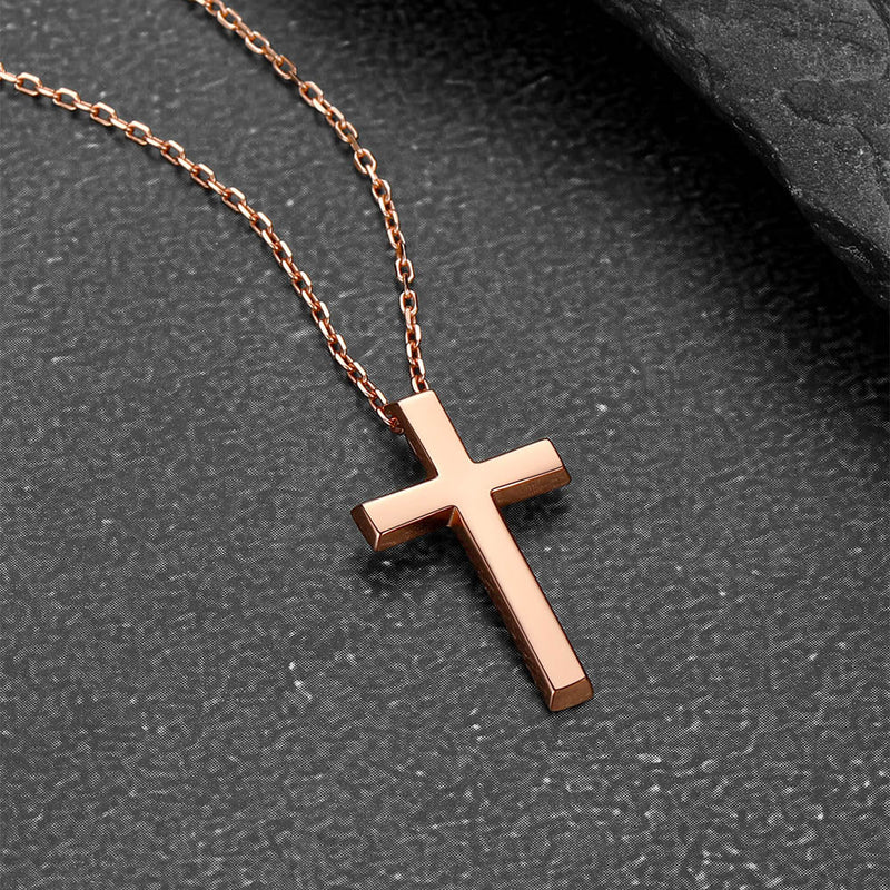 Sterling Silver Minimalist Cross Necklace Christian Faith Pendant for