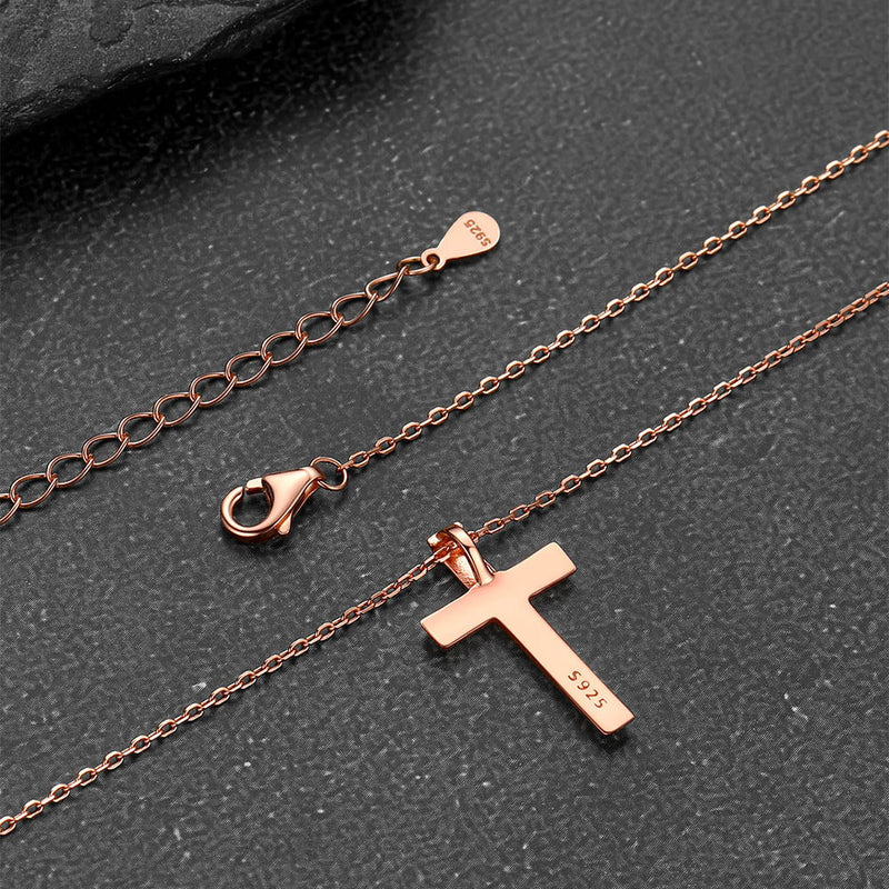 Sterling Silver Minimalist Cross Necklace Christian Faith Pendant for