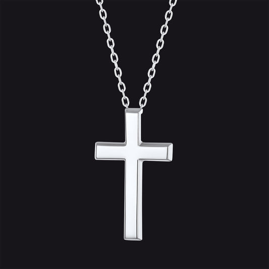 Sterling Silver Minimalist Cross Necklace Christian Faith Pendant for