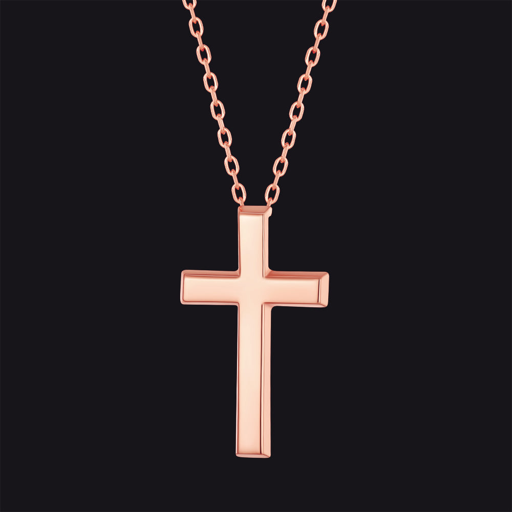 Sterling Silver Minimalist Cross Necklace Christian Faith Pendant for
