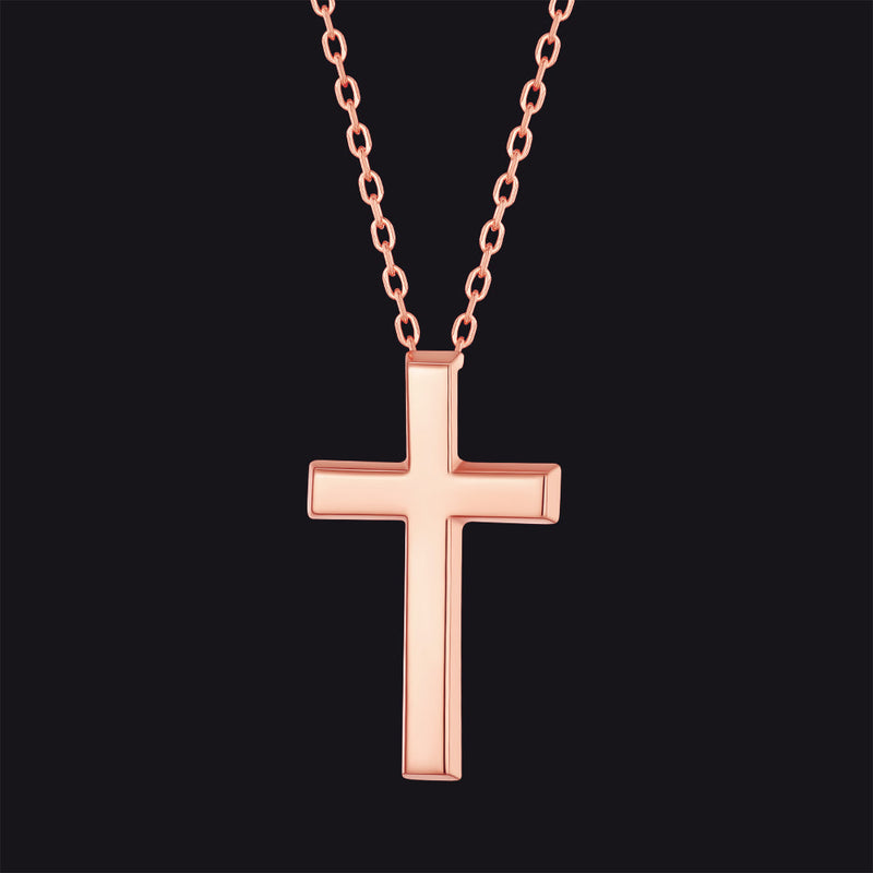 Sterling Silver Minimalist Cross Necklace Christian Faith Pendant for