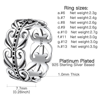 Sterling Silver Celtic Knot Filigree Vine Leaf Ring for