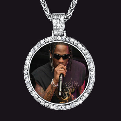 Personalized Large Picture Circle Necklace Memorial Photo Pendant for